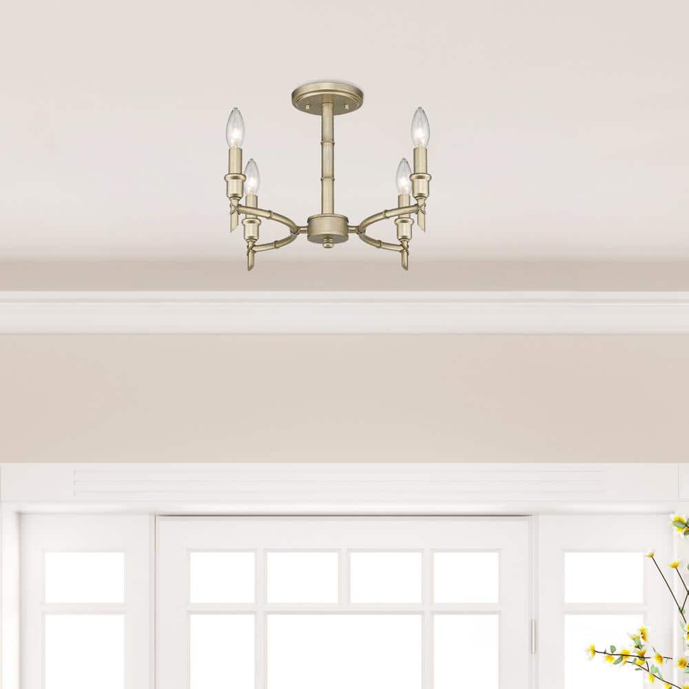 Cambay Chandelier – Bamboo-Node Detailed Brass Candelabra Chandelier