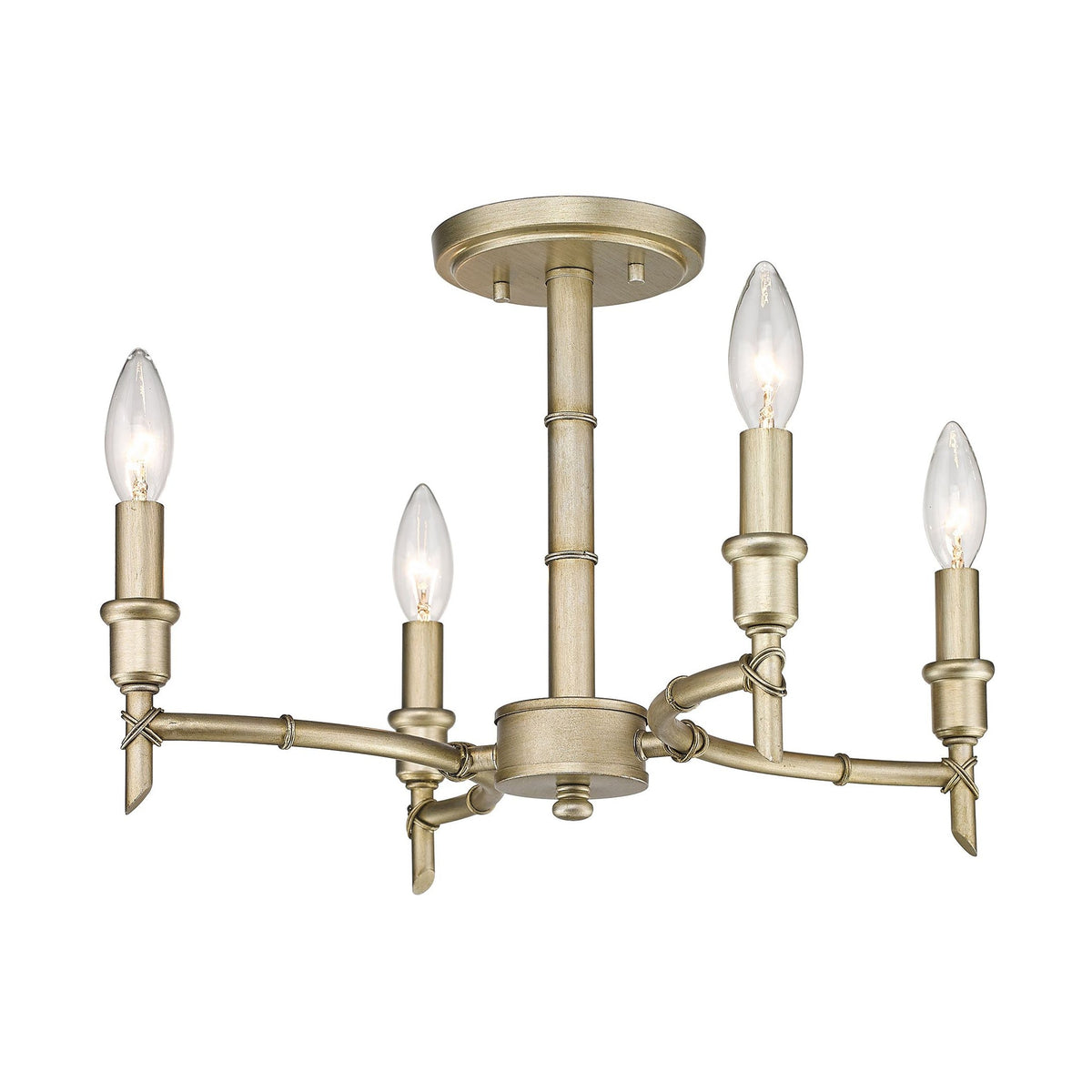 Cambay Chandelier – Bamboo-Node Detailed Brass Candelabra Chandelier