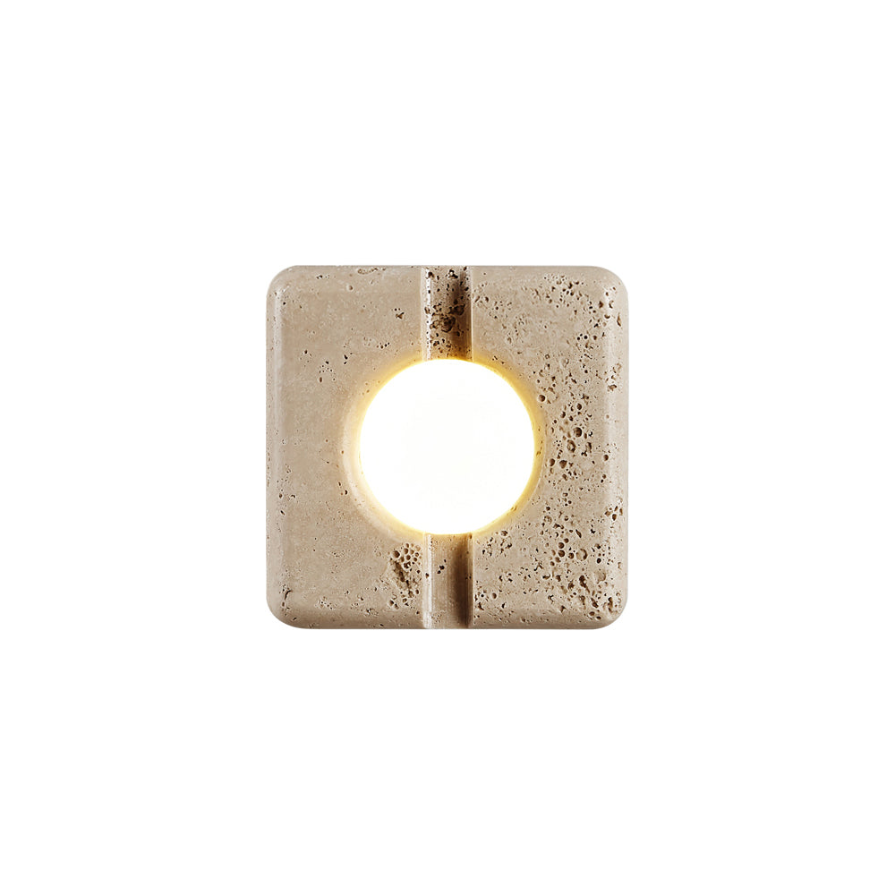 Camera Travertine Wall Lamp – Square Beige Natural Travertine LED Wall Sconce