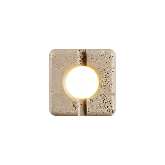 Camera Travertine Wall Lamp – Square Beige Natural Travertine LED Wall Sconce