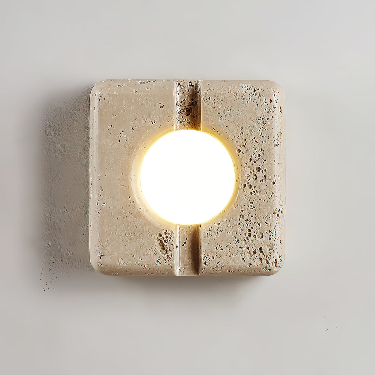 Camera Travertine Wall Lamp – Square Beige Natural Travertine LED Wall Sconce
