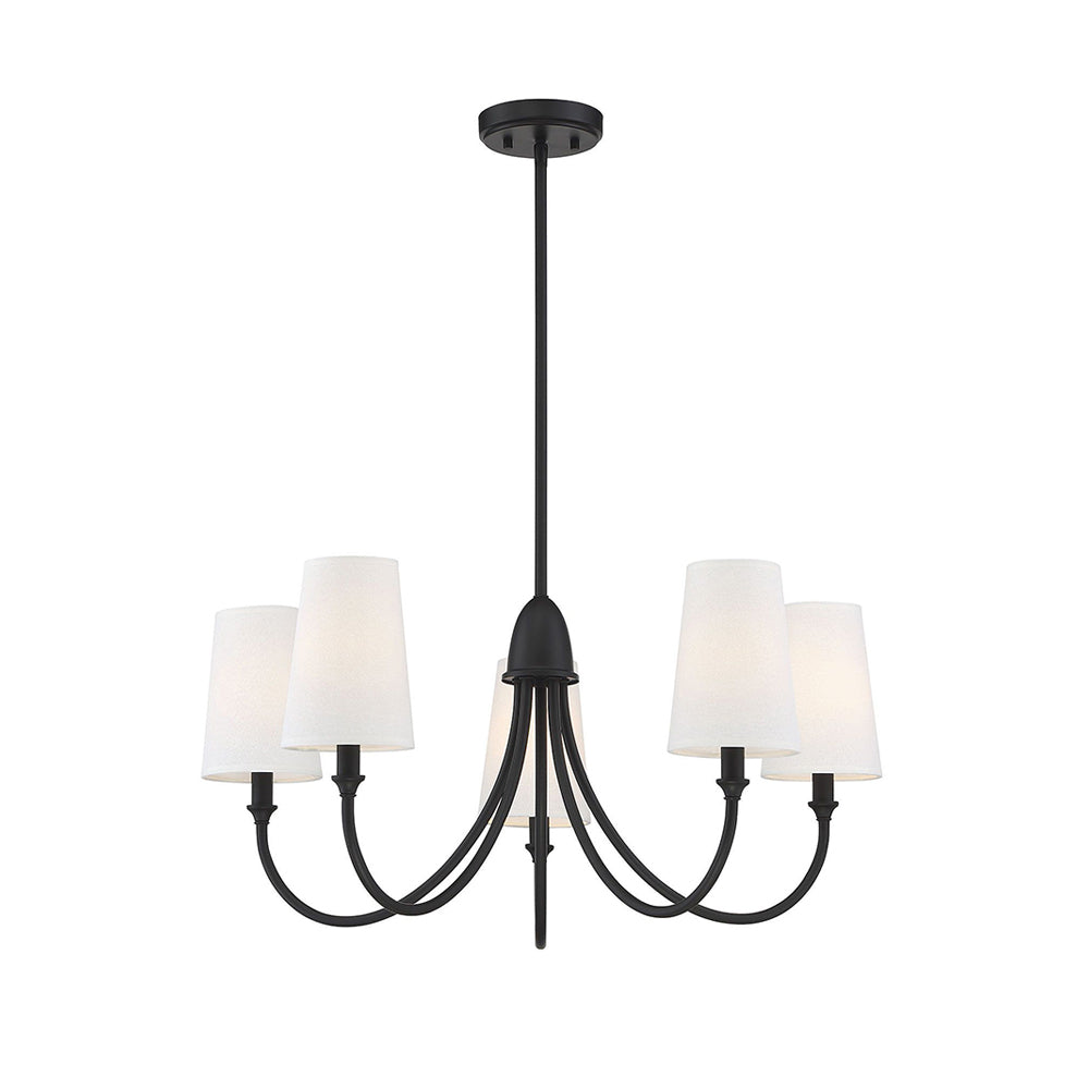 Cameron Chandelier – Slender Curvaceous Brass & Fabric Shade Chandelier