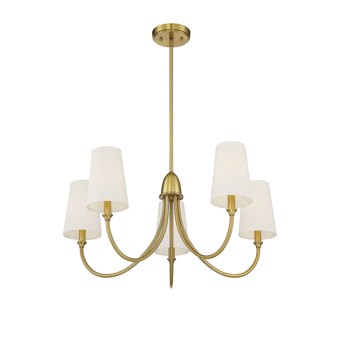 Cameron Chandelier – Slender Curvaceous Brass & Fabric Shade Chandelier