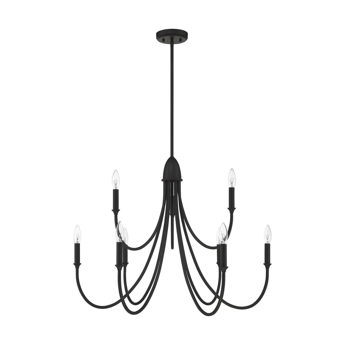 Cameron Chandelier – Slender Curvaceous Brass & Fabric Shade Chandelier