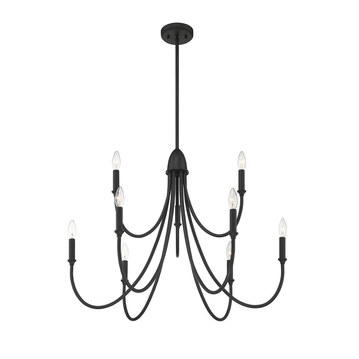 Cameron Chandelier – Slender Curvaceous Brass & Fabric Shade Chandelier