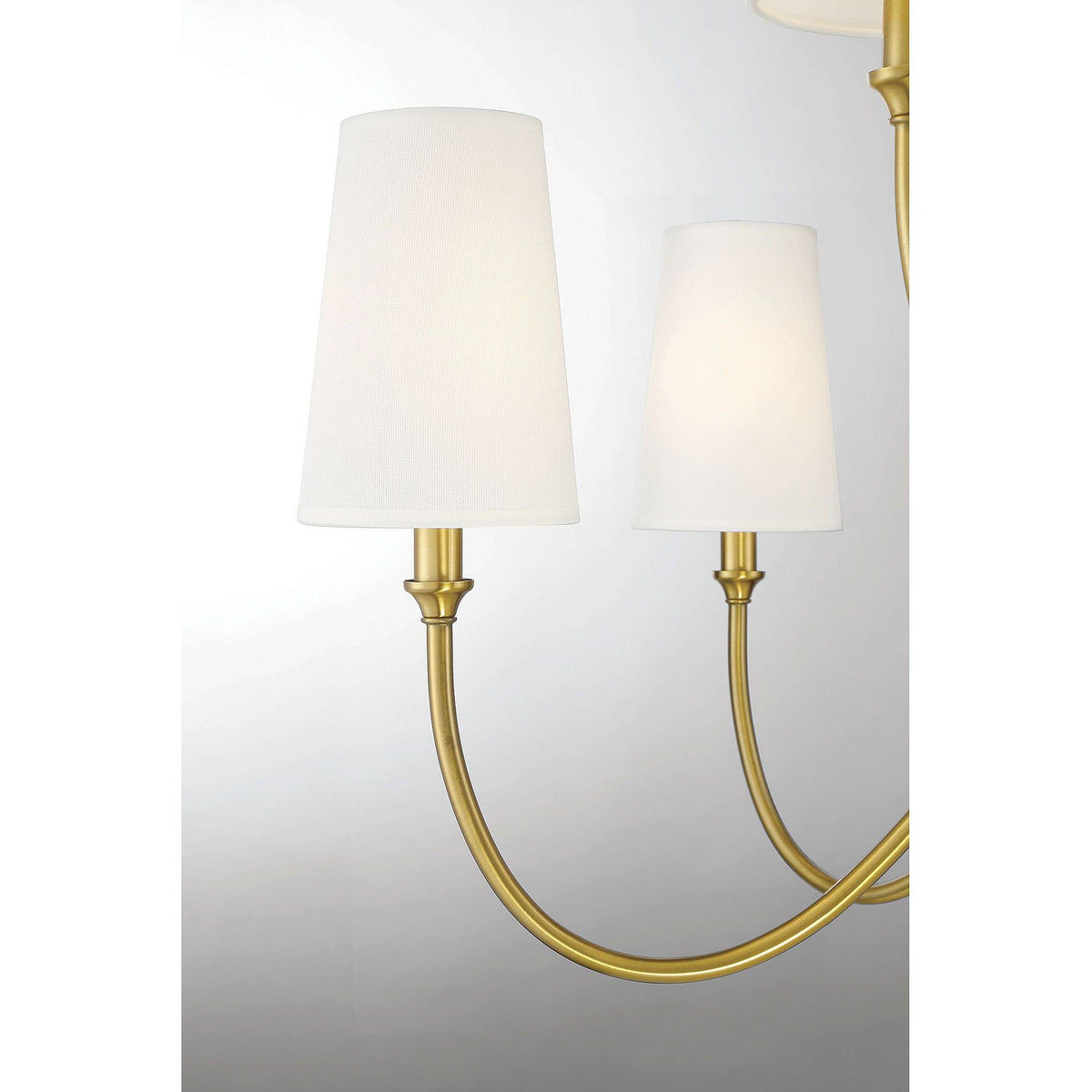 Cameron Chandelier – Slender Curvaceous Brass & Fabric Shade Chandelier