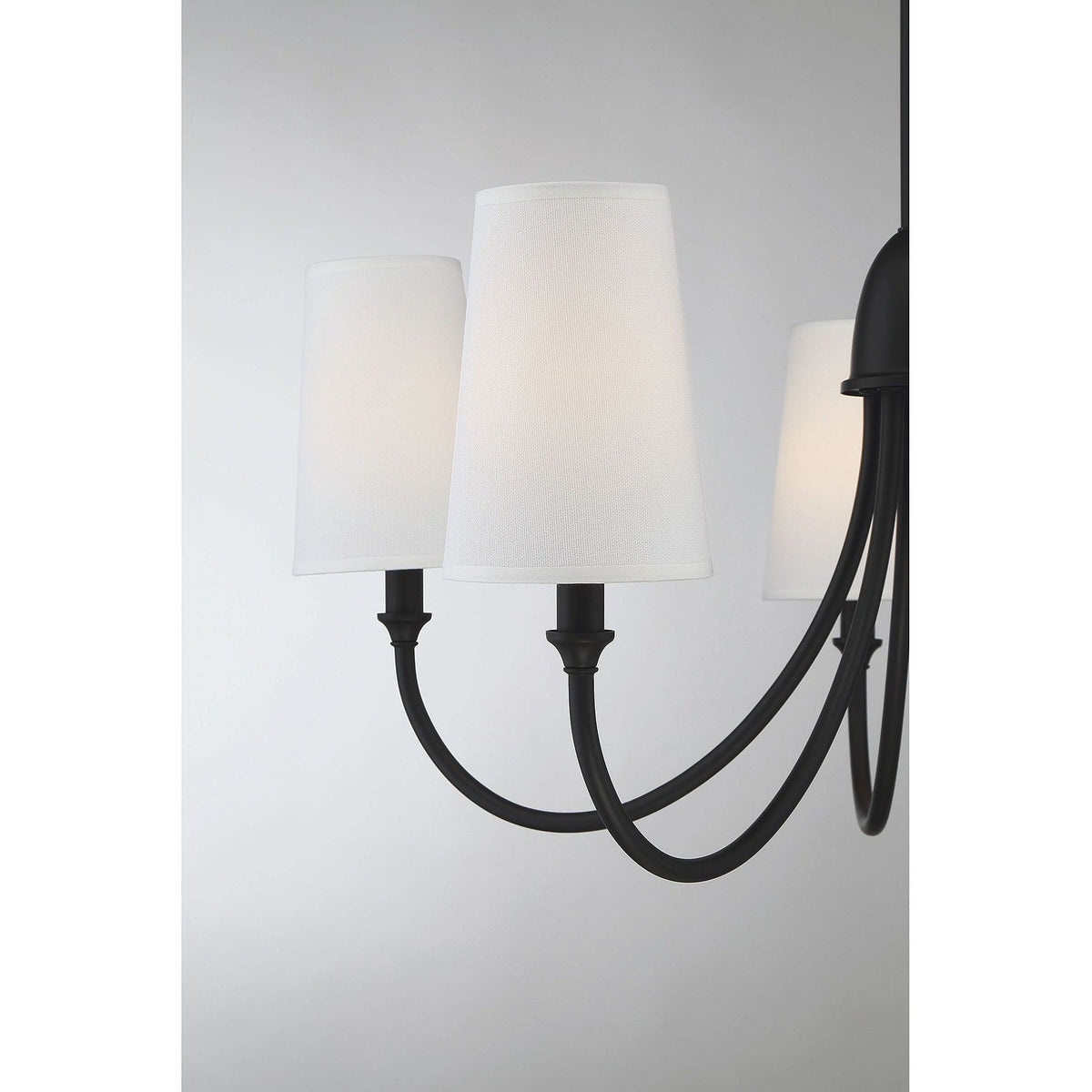 Cameron Chandelier – Slender Curvaceous Brass & Fabric Shade Chandelier