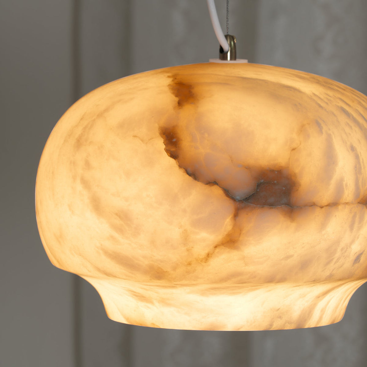 Camille Alabaster Pendant Lamp – Carved Translucent Natural Alabaster Dome Pendant Light