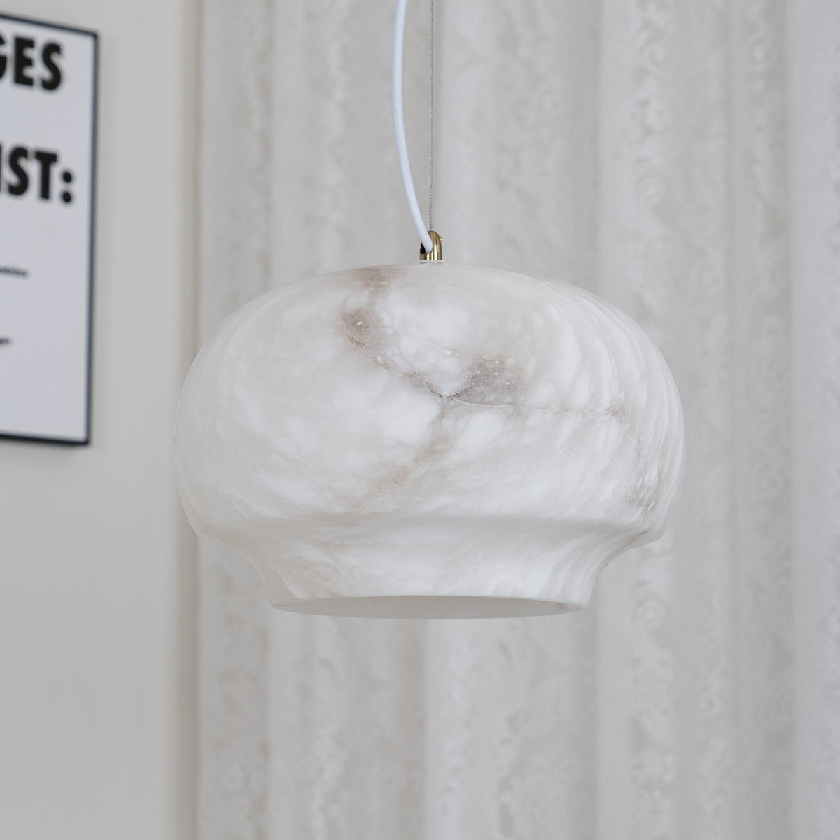 Camille Alabaster Pendant Lamp – Carved Translucent Natural Alabaster Dome Pendant Light