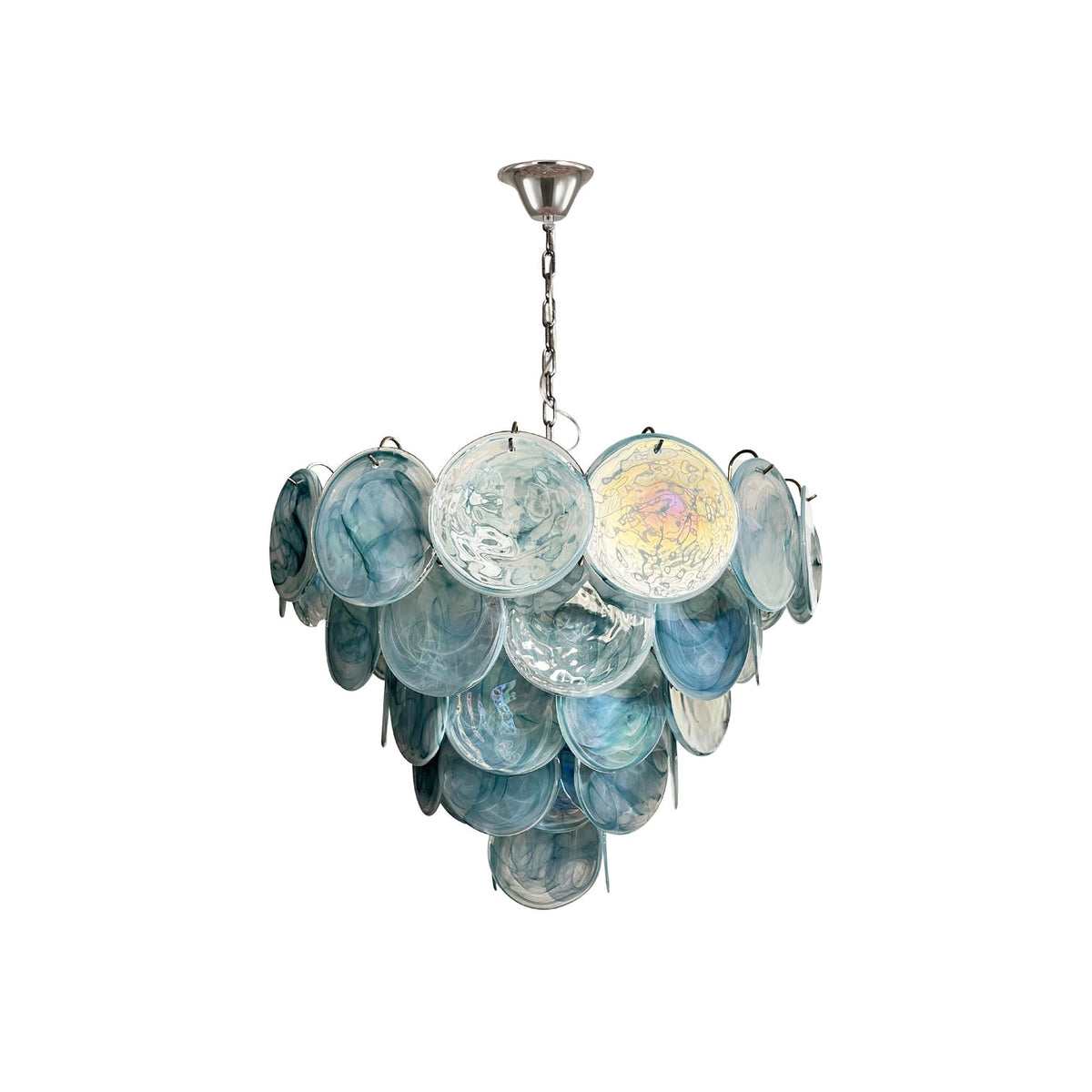 Camisa Murano Glass Chandelier – Hand-Blown Murano-Style Colored Glass Disc Chandelier