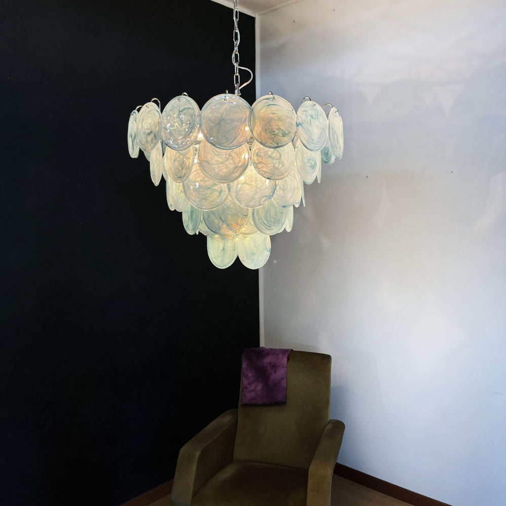 Camisa Murano Glass Chandelier – Hand-Blown Murano-Style Colored Glass Disc Chandelier