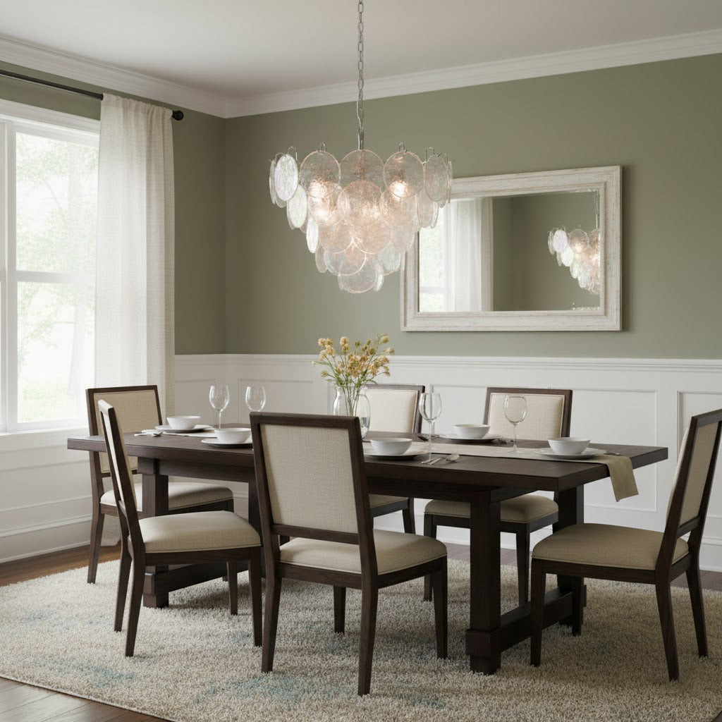 Camisa Murano Glass Chandelier – Hand-Blown Murano-Style Colored Glass Disc Chandelier
