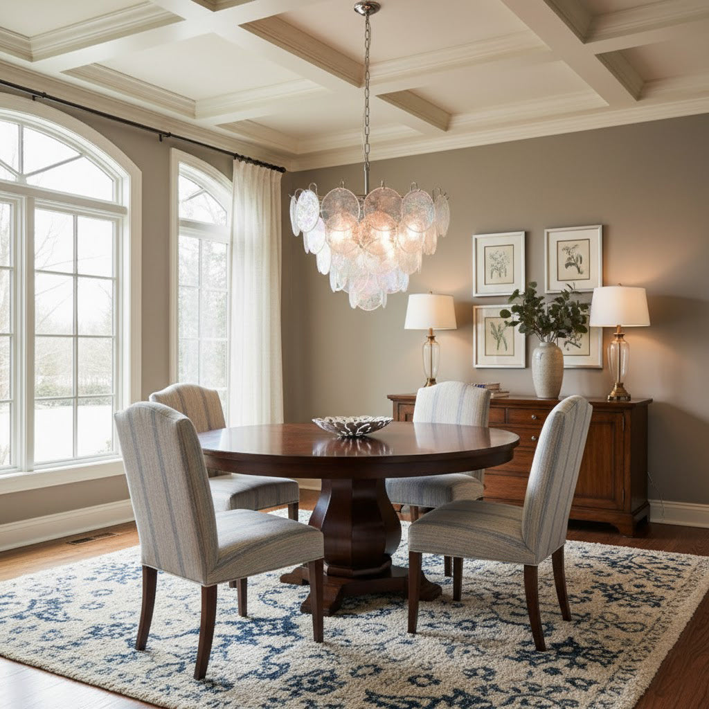 Camisa Murano Glass Chandelier – Hand-Blown Murano-Style Colored Glass Disc Chandelier