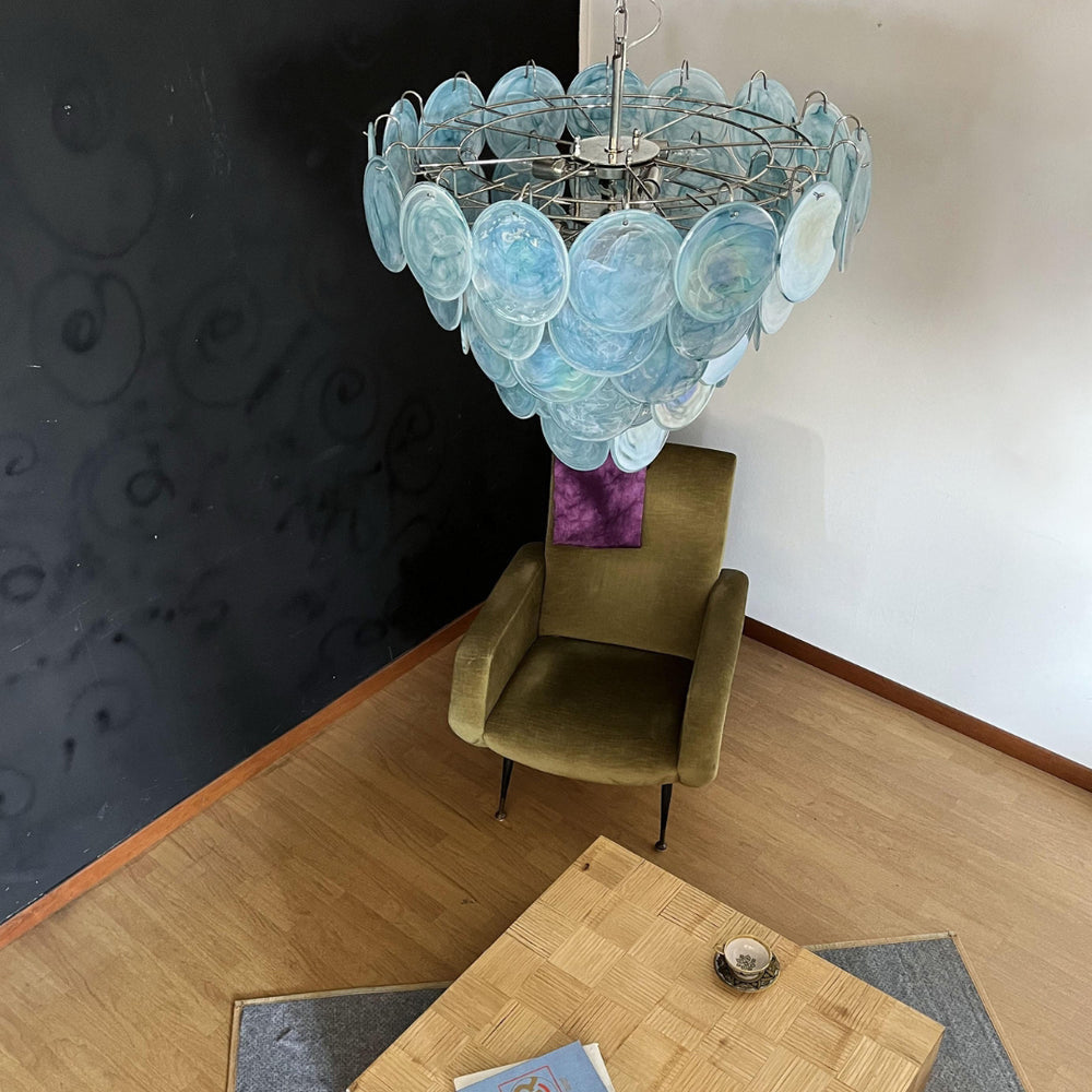 Camisa Murano Glass Chandelier – Hand-Blown Murano-Style Colored Glass Disc Chandelier