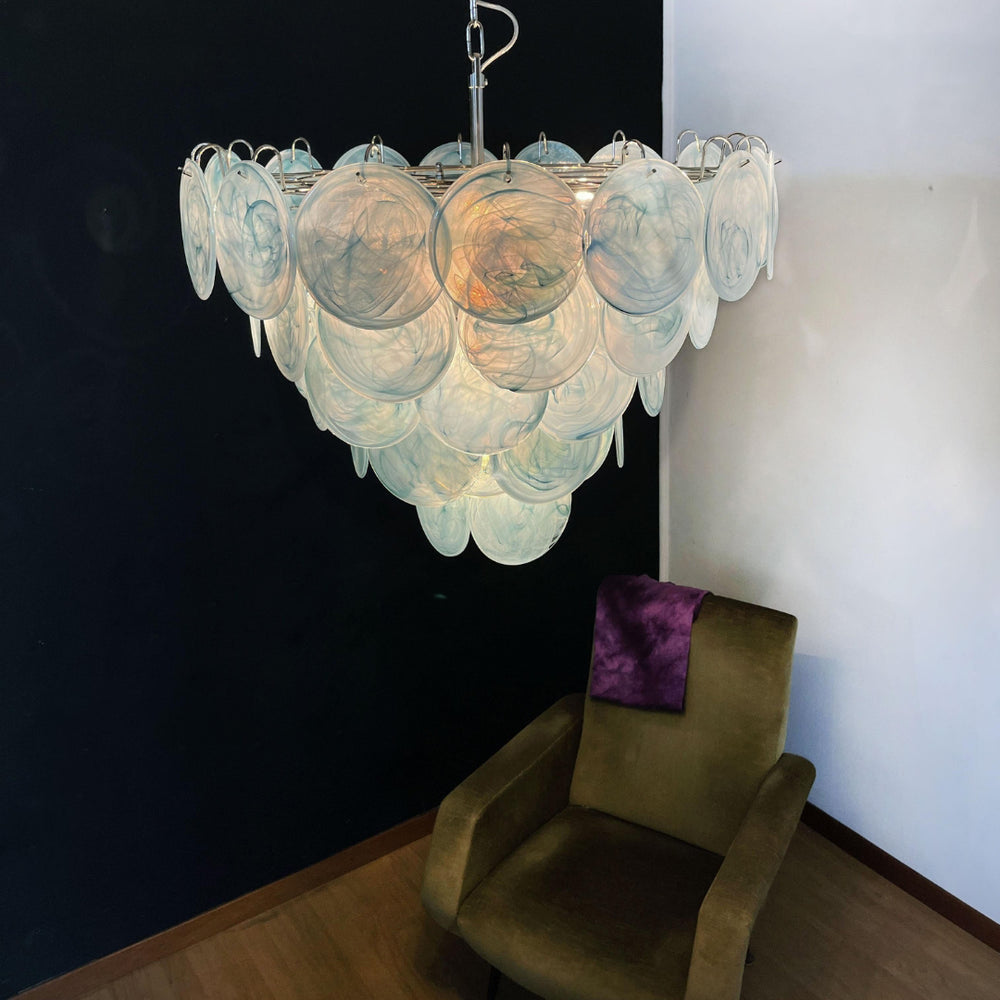 Camisa Murano Glass Chandelier – Hand-Blown Murano-Style Colored Glass Disc Chandelier