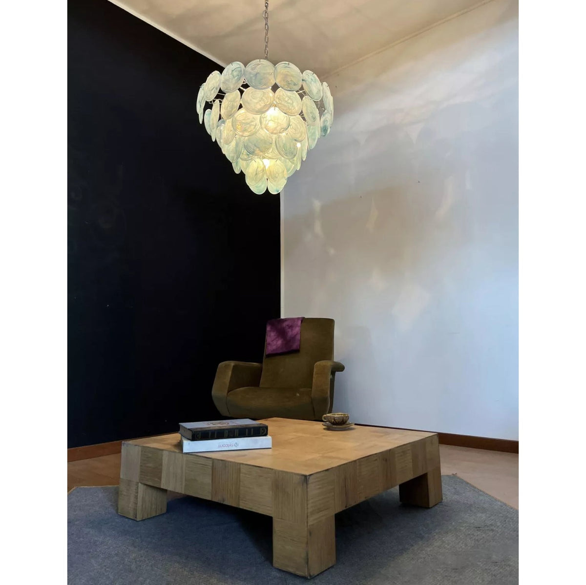 Camisa Murano Glass Chandelier – Hand-Blown Murano-Style Colored Glass Disc Chandelier