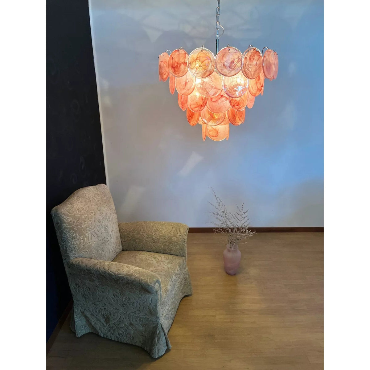 Camisa Murano Glass Chandelier – Hand-Blown Murano-Style Colored Glass Disc Chandelier