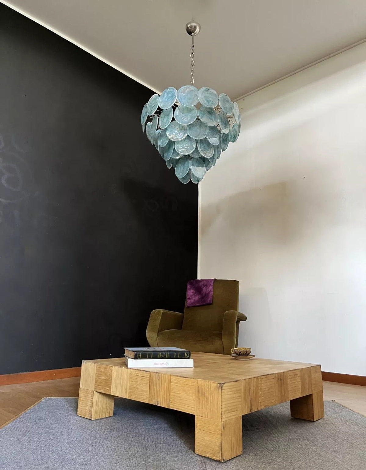 Camisa Murano Glass Chandelier – Hand-Blown Murano-Style Colored Glass Disc Chandelier