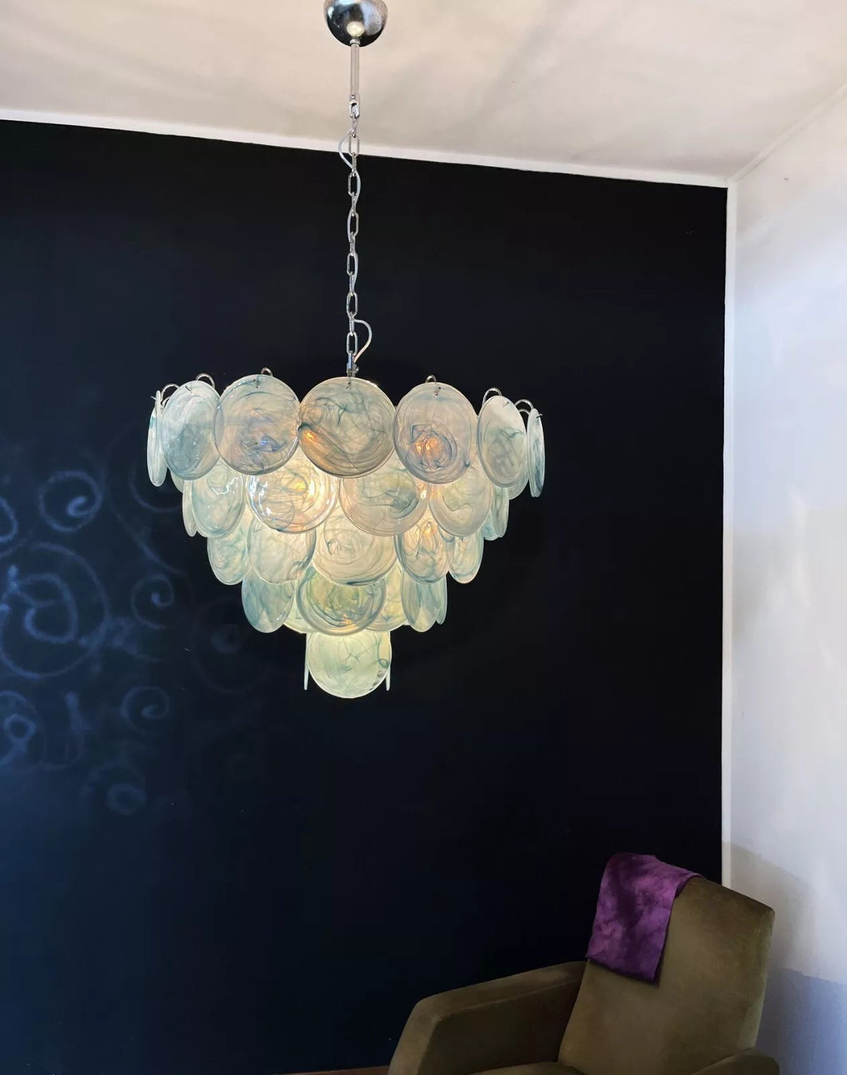 Camisa Murano Glass Chandelier – Hand-Blown Murano-Style Colored Glass Disc Chandelier