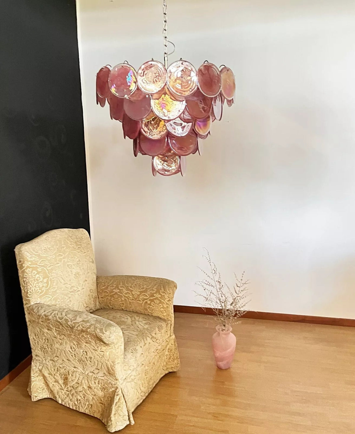 Camisa Murano Glass Chandelier – Hand-Blown Murano-Style Colored Glass Disc Chandelier