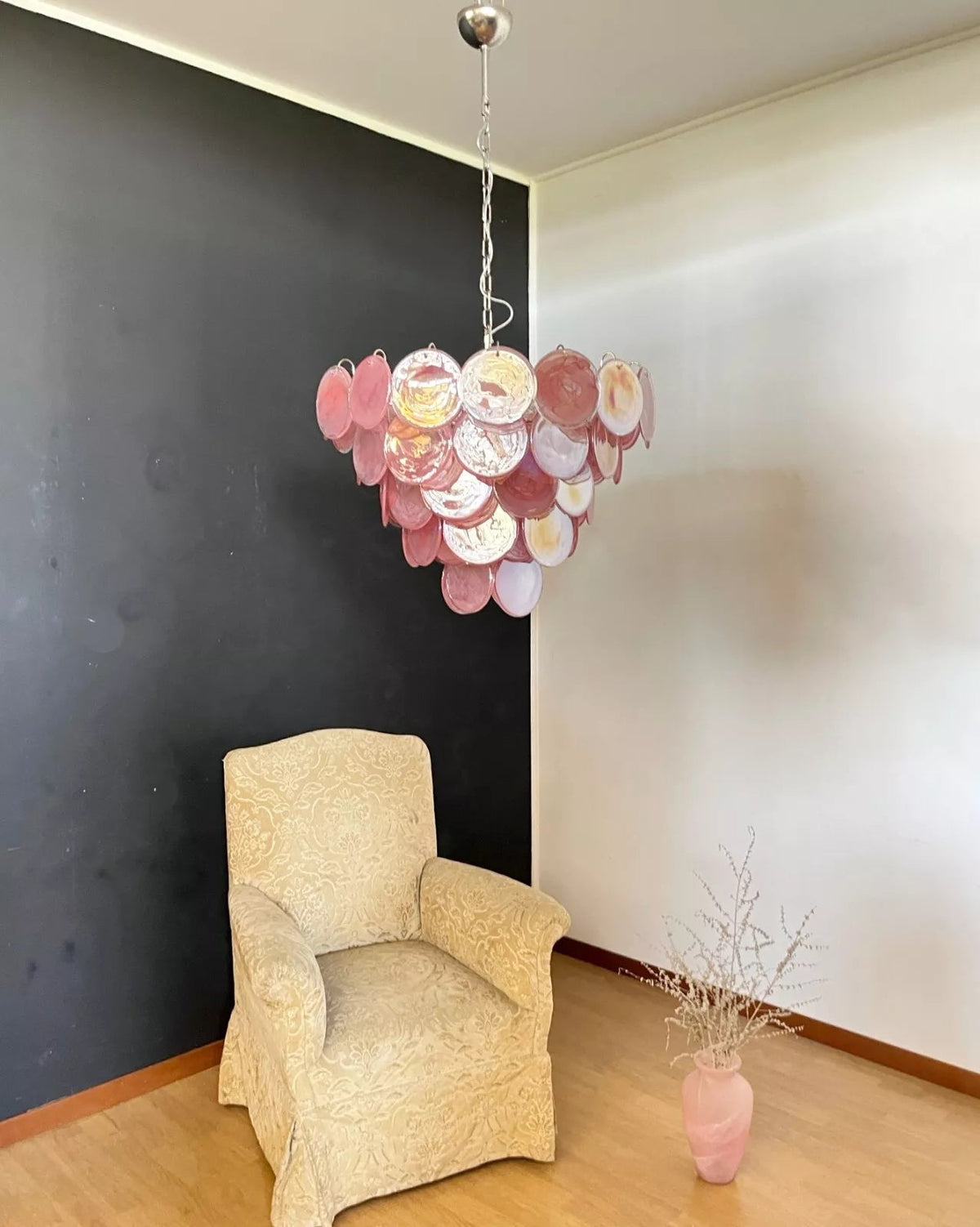 Camisa Murano Glass Chandelier – Hand-Blown Murano-Style Colored Glass Disc Chandelier