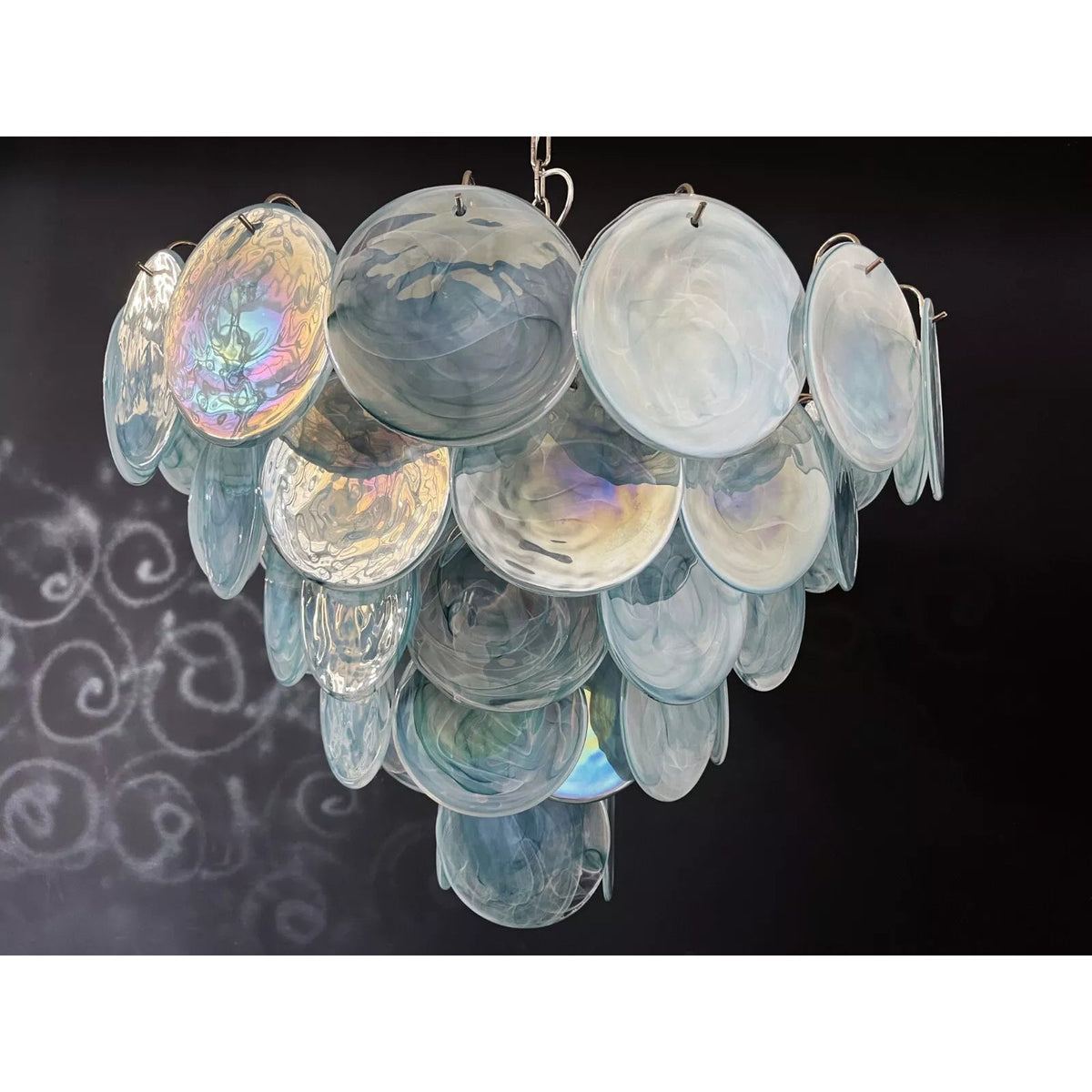 Camisa Murano Glass Chandelier – Hand-Blown Murano-Style Colored Glass Disc Chandelier