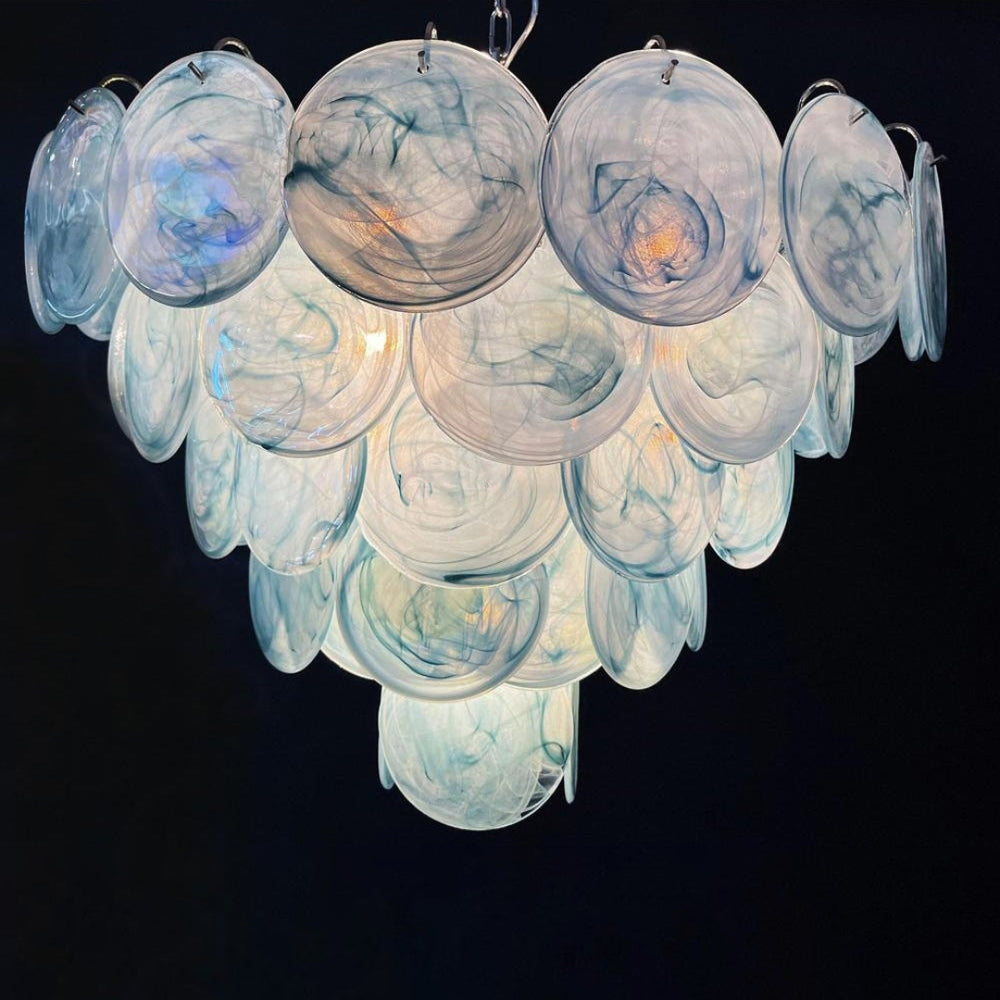 Camisa Murano Glass Chandelier – Hand-Blown Murano-Style Colored Glass Disc Chandelier