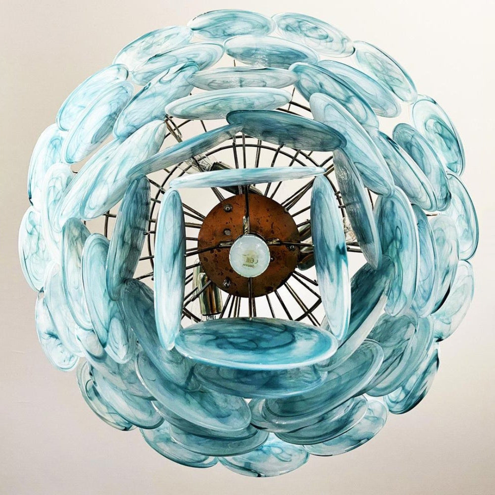 Camisa Murano Glass Chandelier – Hand-Blown Murano-Style Colored Glass Disc Chandelier