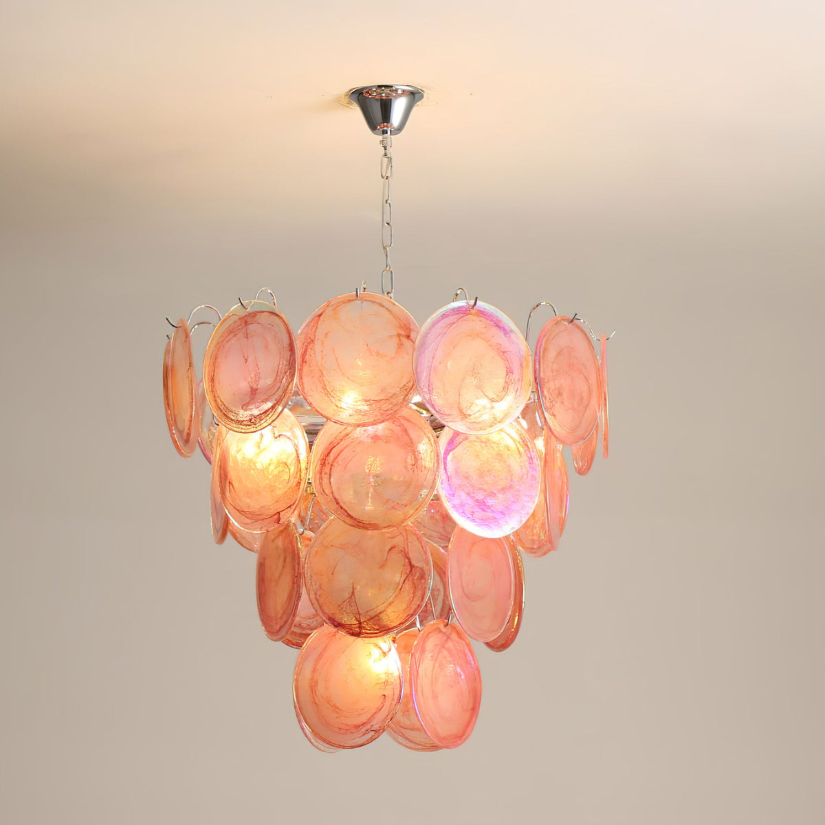 Camisa Murano Glass Chandelier – Hand-Blown Murano-Style Colored Glass Disc Chandelier