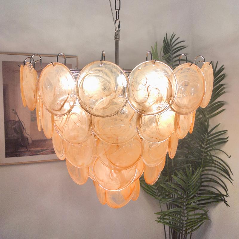 Camisa Murano Glass Chandelier – Hand-Blown Murano-Style Colored Glass Disc Chandelier