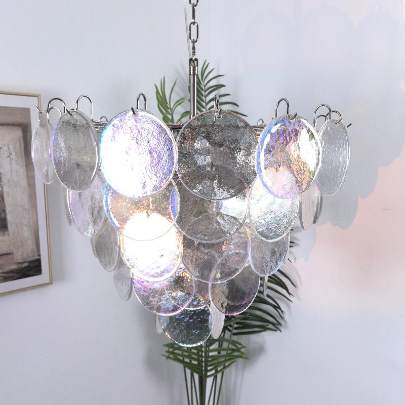 Camisa Murano Glass Chandelier – Hand-Blown Murano-Style Colored Glass Disc Chandelier