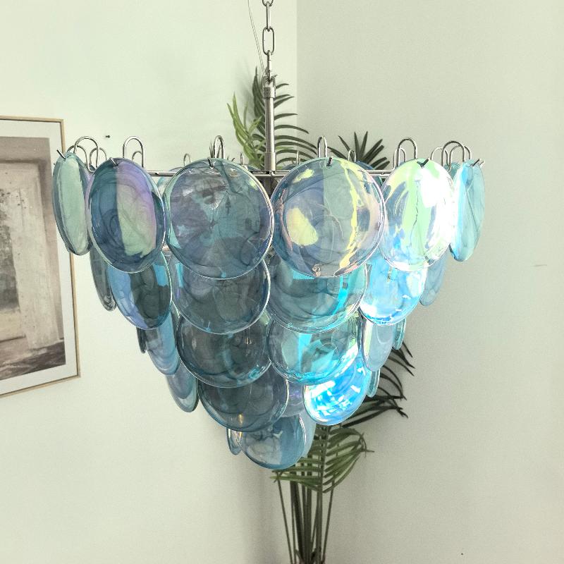 Camisa Murano Glass Chandelier – Hand-Blown Murano-Style Colored Glass Disc Chandelier