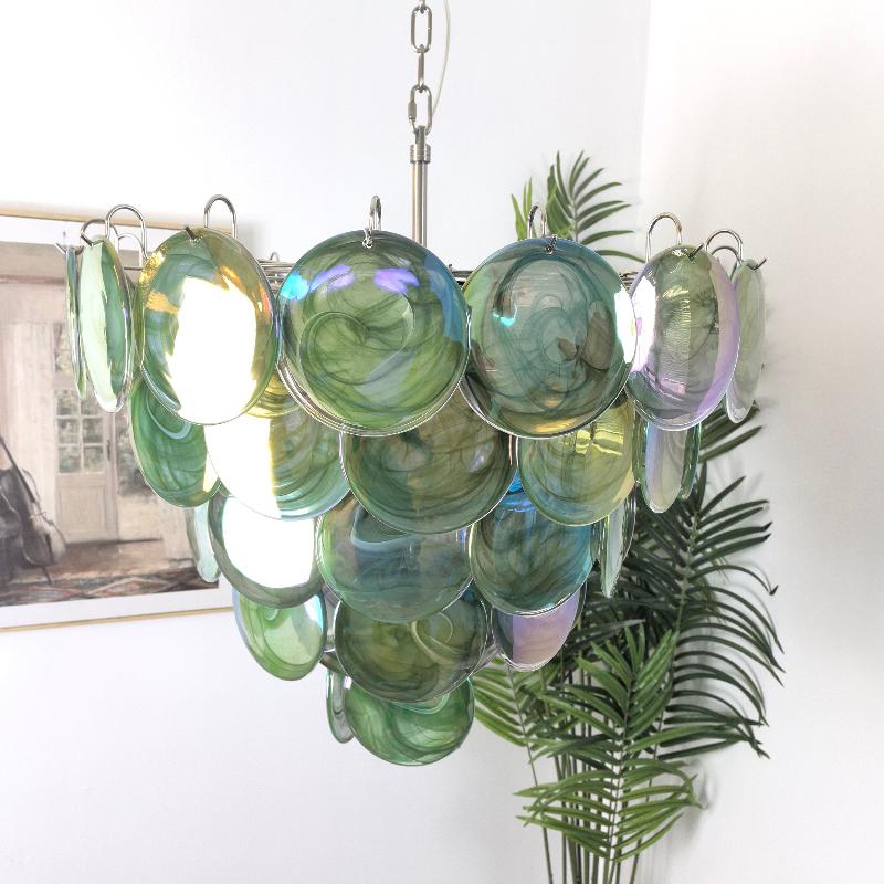 Camisa Murano Glass Chandelier – Hand-Blown Murano-Style Colored Glass Disc Chandelier
