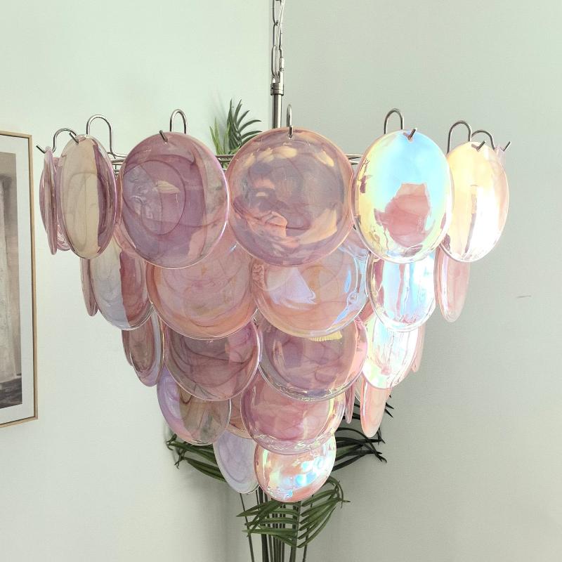 Camisa Murano Glass Chandelier – Hand-Blown Murano-Style Colored Glass Disc Chandelier