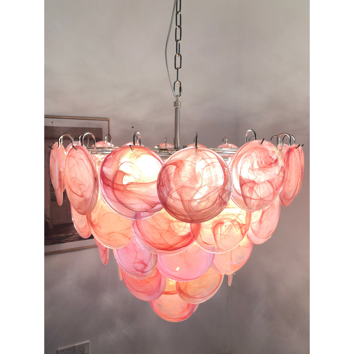 Camisa Murano Glass Chandelier – Hand-Blown Murano-Style Colored Glass Disc Chandelier