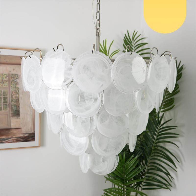 Camisa Murano Glass Chandelier – Hand-Blown Murano-Style Colored Glass Disc Chandelier