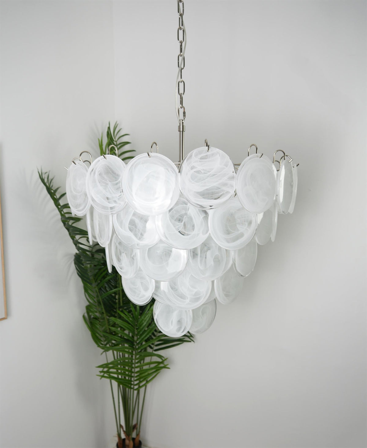 Camisa Murano Glass Chandelier – Hand-Blown Murano-Style Colored Glass Disc Chandelier