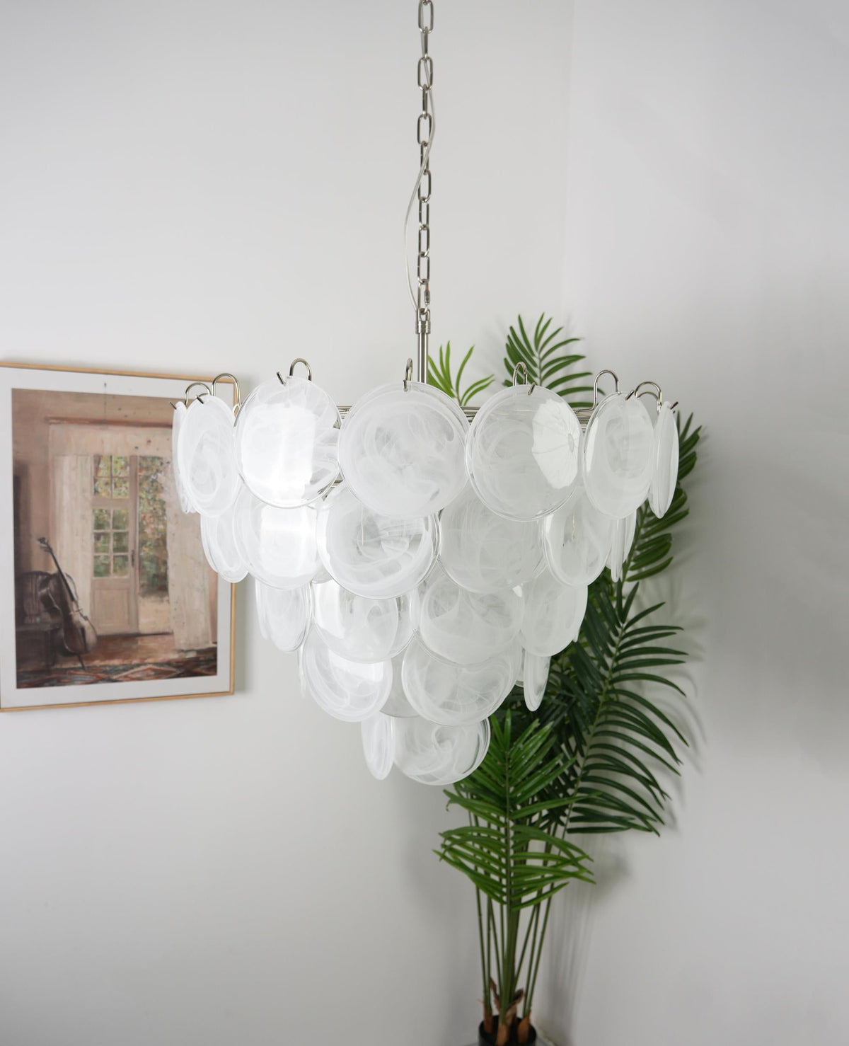 Camisa Murano Glass Chandelier – Hand-Blown Murano-Style Colored Glass Disc Chandelier