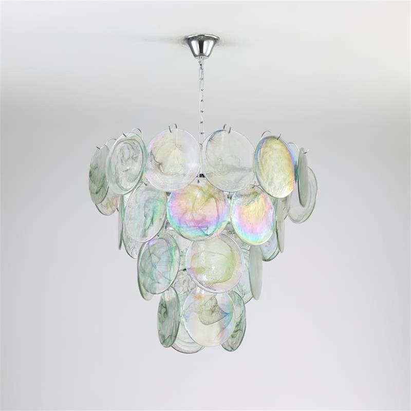 Camisa Murano Glass Chandelier – Hand-Blown Murano-Style Colored Glass Disc Chandelier