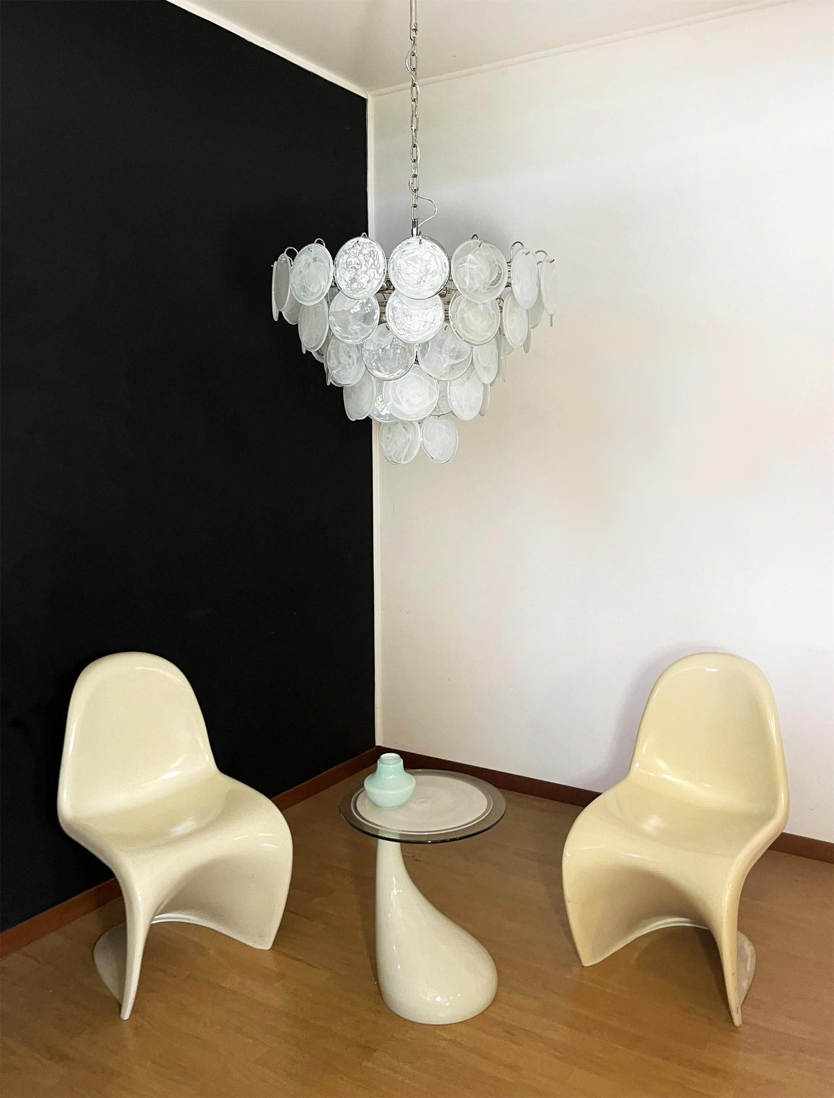Camisa Murano Glass Chandelier – Hand-Blown Murano-Style Colored Glass Disc Chandelier