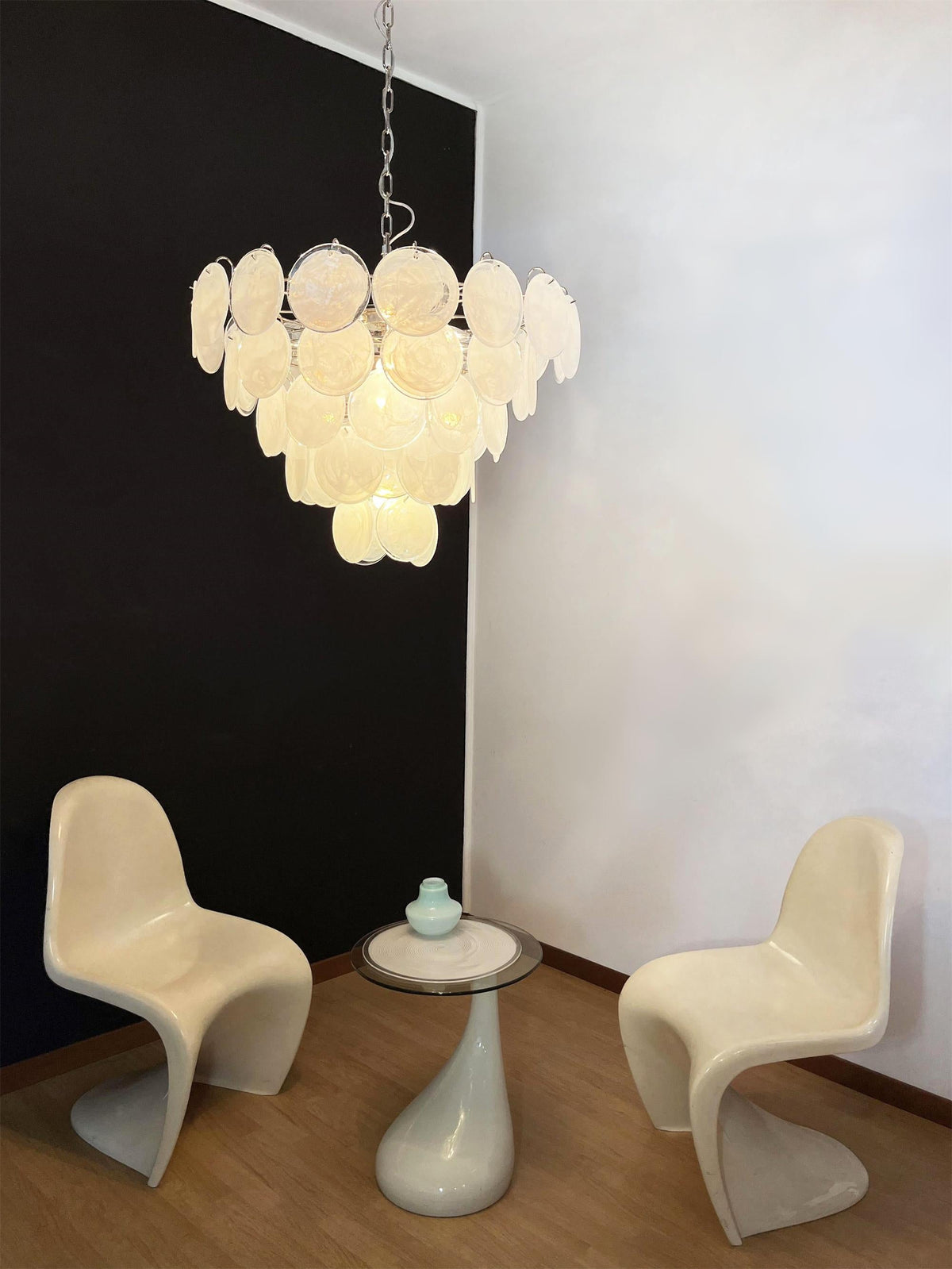 Camisa Murano Glass Chandelier – Hand-Blown Murano-Style Colored Glass Disc Chandelier