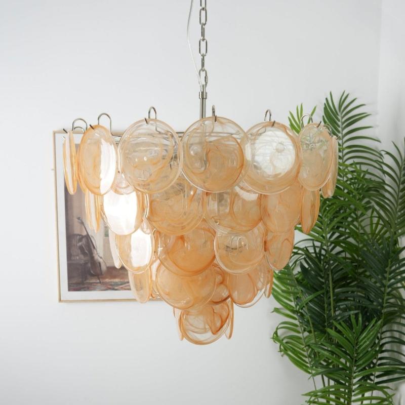 Camisa Murano Glass Chandelier – Hand-Blown Murano-Style Colored Glass Disc Chandelier