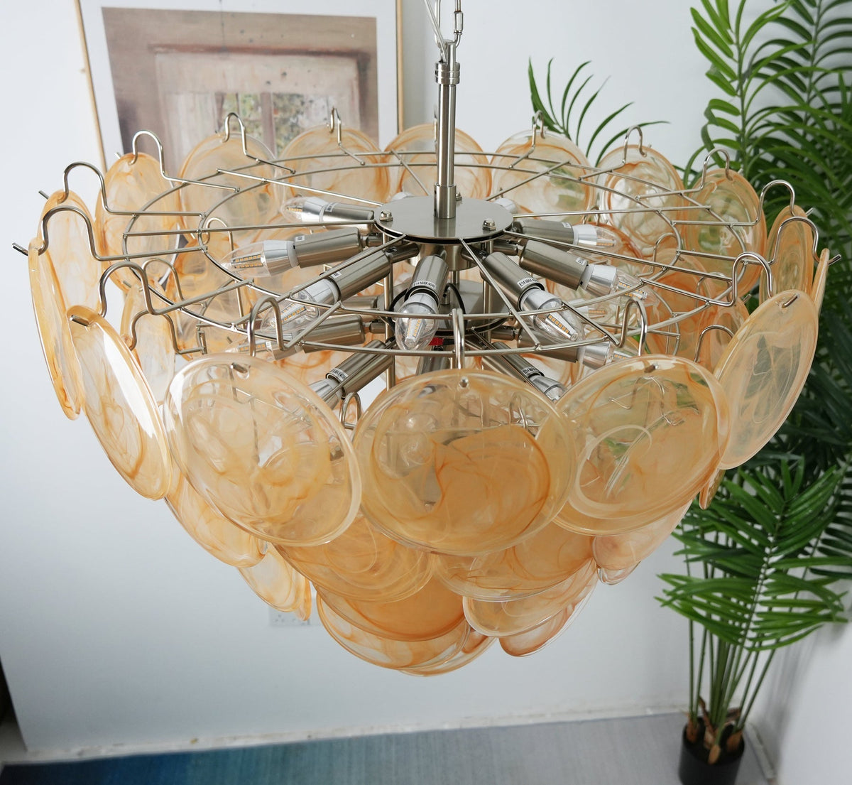 Camisa Murano Glass Chandelier – Hand-Blown Murano-Style Colored Glass Disc Chandelier