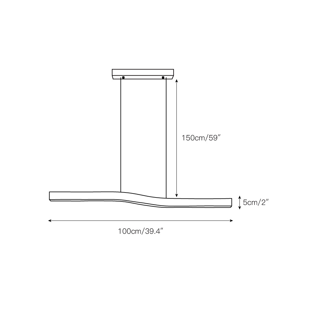 Camur Linear Pendant Light – Sculptural Sweeping Wave Wooden Linear LED Pendant