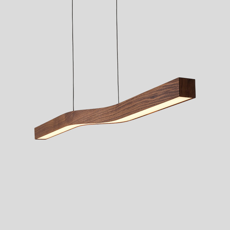 Camur Linear Pendant Light – Sculptural Sweeping Wave Wooden Linear LED Pendant