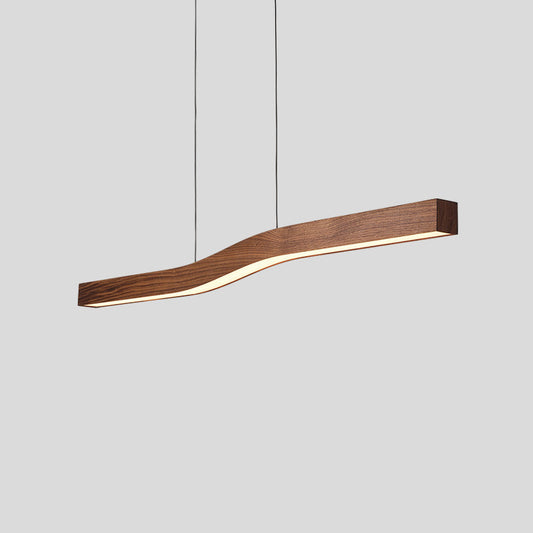 Camur Linear Pendant Light – Sculptural Sweeping Wave Wooden Linear LED Pendant