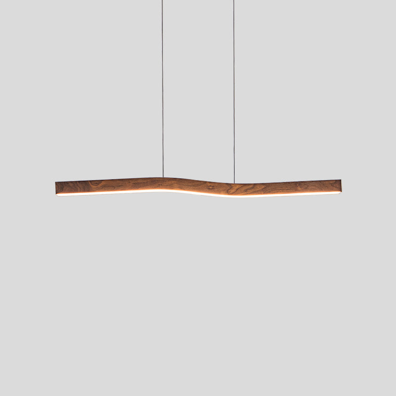 Camur Linear Pendant Light – Sculptural Sweeping Wave Wooden Linear LED Pendant