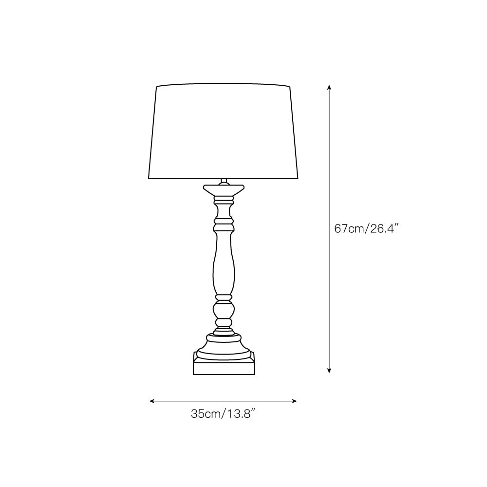 Candela Table Lamp – Turned Wooden Spindle Base & Linen Drum Accent Light