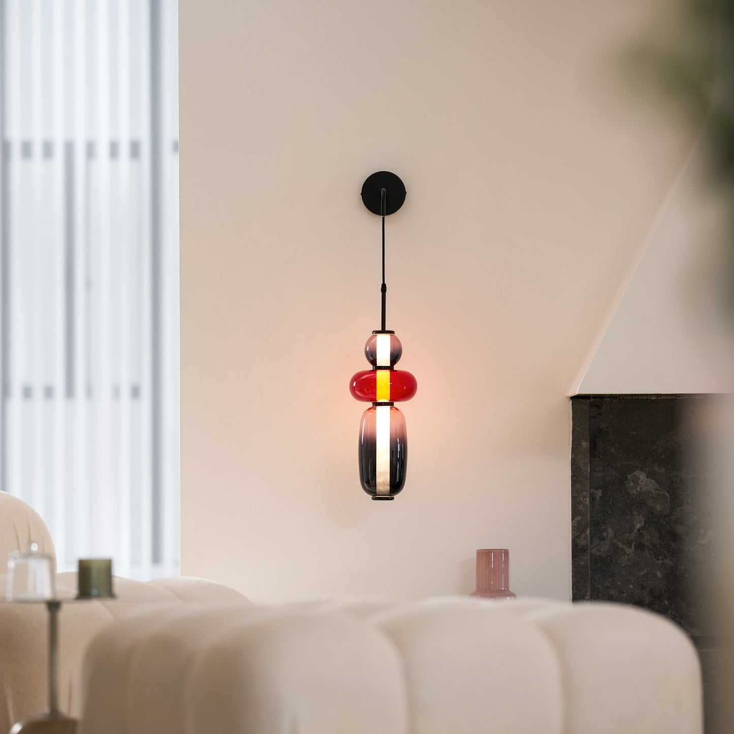Stained Glass Wall Lamp - Hand-Blown Colorful Glass Wall Sconce | Modern Artistic LED Wall Light