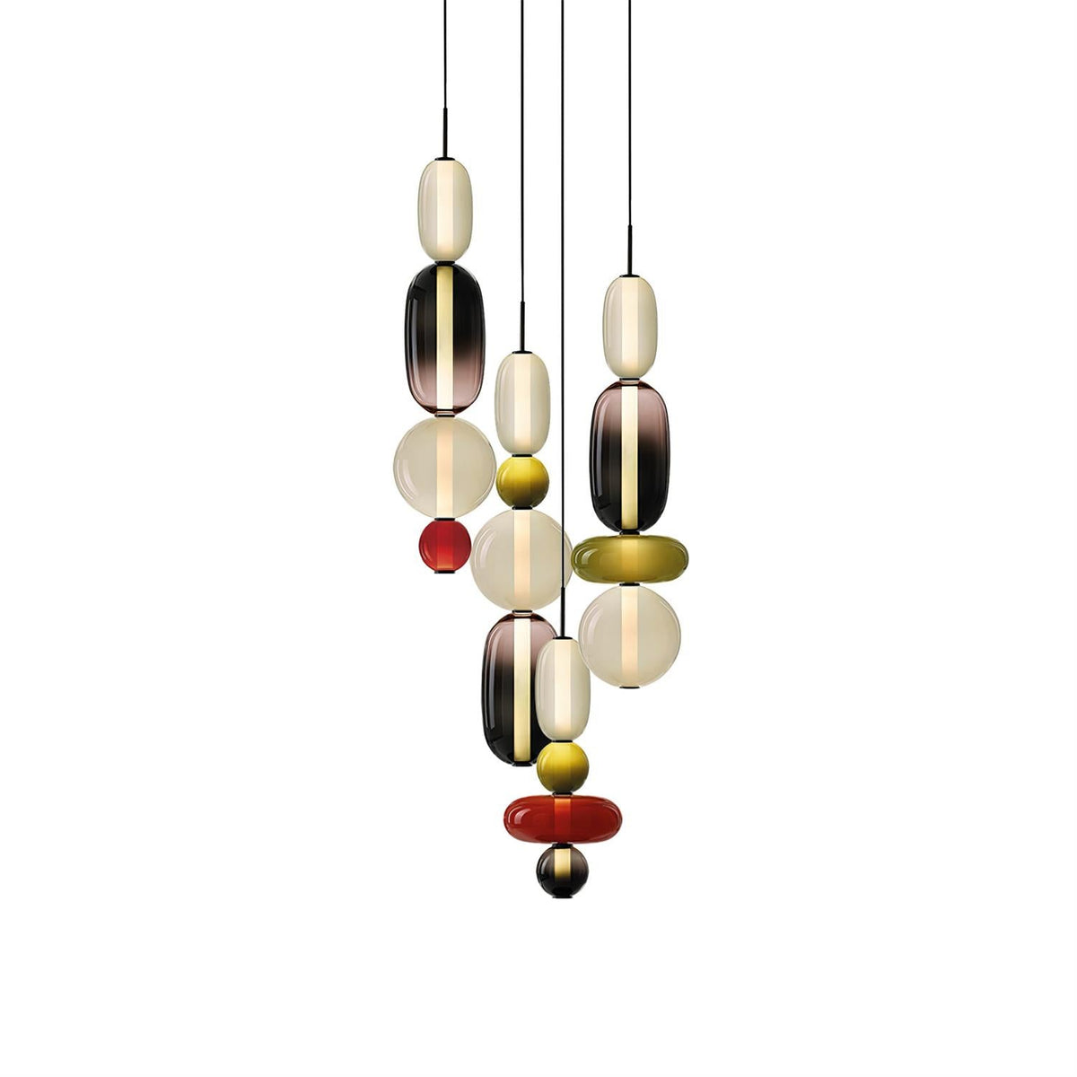 Stained Glass Chandelier - Multi-Head Hand-Blown Art Glass Chandelier | Custom Colorful LED Ceiling Light